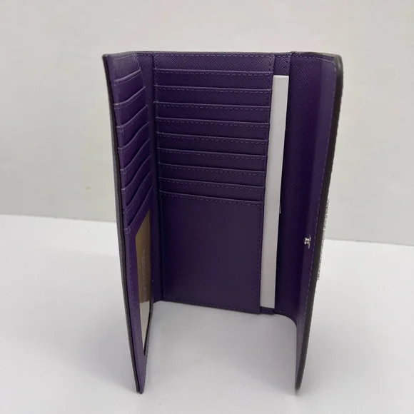 Michael Kors Lg Jet Set Travel Trifold Leather Wallet 
Dark Purple 
NWT - Picture 16 of 16